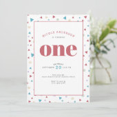 Chic Geometric Triangle en Swirls First Birthday Kaart (Staand voorkant)