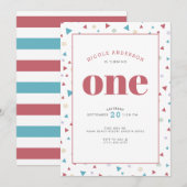 Chic Geometric Triangle en Swirls First Birthday Kaart (Voorkant / Achterkant)