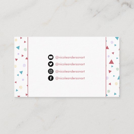 Chic Geometric Triangle en Swirls Visitekaartje (Achterkant)