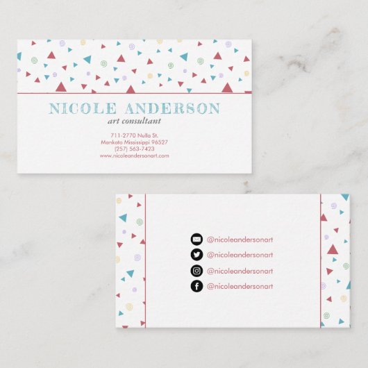 Chic Geometric Triangle en Swirls Visitekaartje (Voorkant / Achterkant)