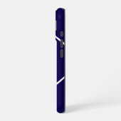 Chic geometrisch blauw en wit monogram iPhone 16 hoesje (Linkerkant)