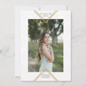 Chic Geometrisch Goud Lijst Foto Afstuderen Kaart (Voorkant)