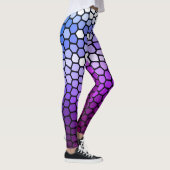 Chic geometrisch Paarse en wit Leggings (Rechts)