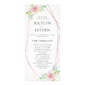 Chic Geometrisch Roos Goud Bloemen Trouwprogramma Reclamekaart (Voorkant)