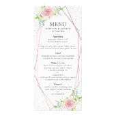 Chic Geometrisch Roos Goudfolie Bloemen Trouwmenu Reclamekaart (Voorkant)