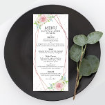 Chic Geometrisch Roos Goudfolie Bloemen Trouwmenu Reclamekaart<br><div class="desc">Geniet in stijl met deze stijlvolle en zeer trendy trouwmenukaarten. Dit ontwerp is gemakkelijk te personaliseren met uw speciale gebeurtenisformulering en uw gasten zullen enthousiast zijn wanneer zij deze geweldige menu's zien.</div>