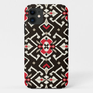 Chic geometrisch zwart-rode ikattribaal Case-Mate iPhone case