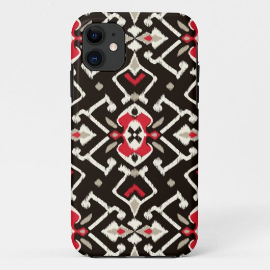 Chic geometrisch zwart-rode ikattribaal Case-Mate iPhone case (Achterkant)