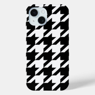 chic geometrisch zwart-wit geluidsdieptepatroon iPhone 15 case