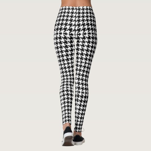 chic geometrisch zwart-wit geluidsdieptepatroon leggings (Achterkant)