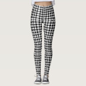chic geometrisch zwart-wit geluidsdieptepatroon leggings (Voorkant)