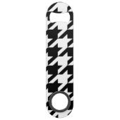 chic geometrisch zwart-wit geluidsdieptepatroon speed flessenopener (Achterkant)