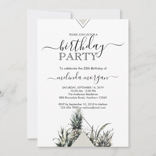 Chic Geometrische Pinapple tropische volwassen ver Kaart (Voorkant)