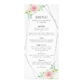 Chic Geometrische Zilverfolie Bloemen Trouwmenu Reclamekaart (Voorkant)