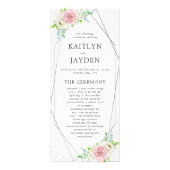 Chic Geometrische Zilverfolie Bloemen Trouwprogram Reclamekaart (Voorkant)