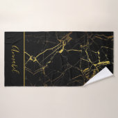 Chic Gepersonaliseerde Elegante zwart en goud Gym Badhanddoek (Badhanddoek)