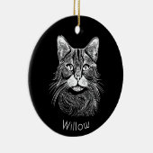 Chic gepersonaliseerde Hand getekend zwart & wit Keramisch Ornament (Rechts)