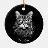 Chic gepersonaliseerde Hand getekend zwart & wit Keramisch Ornament (Voorkant)