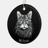 Chic gepersonaliseerde Hand getekend zwart & wit Keramisch Ornament (Links)