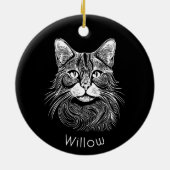 Chic gepersonaliseerde Hand getekend zwart & wit Keramisch Ornament (Achterkant)