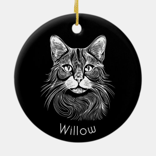 Chic gepersonaliseerde Hand getekend zwart & wit Keramisch Ornament (Achterkant)