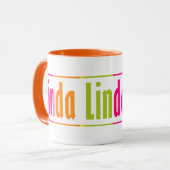 Chic Gepersonaliseerde "Linda" Naam Kleurrijke Str Mok (Voorkant links)