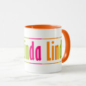 Chic Gepersonaliseerde "Linda" Naam Kleurrijke Str Mok (Voorkant rechts)