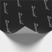 Chic gepersonaliseerde zwart-wit mat zwart cadeaupapier (Hoek)