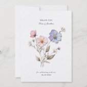 Chic geperste bloemen bruiloft dank je kaart (Voorkant)