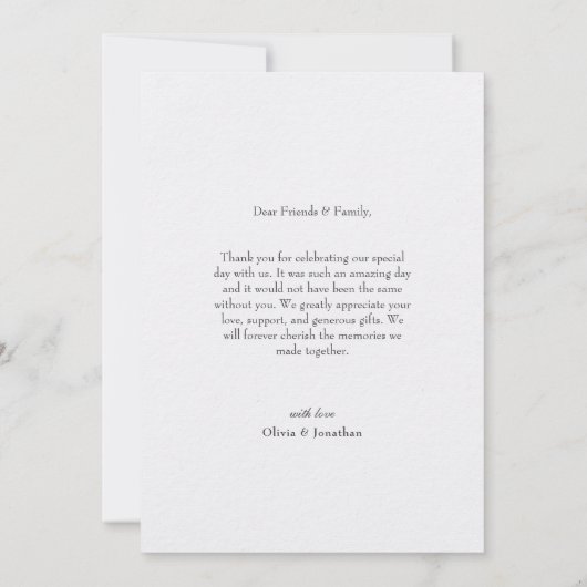 Chic geperste bloemen bruiloft dank je kaart (Achterkant)