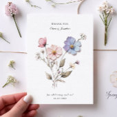 Chic geperste bloemen bruiloft dank je kaart