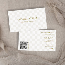 Chic Geruit Tan QR Code Branding Modern Visitekaartje