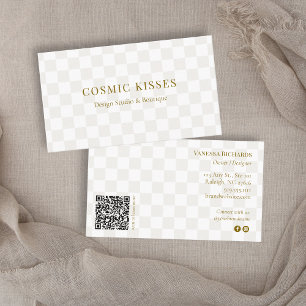 Chic Geruit Tan QR Code Branding Modern Visitekaartje