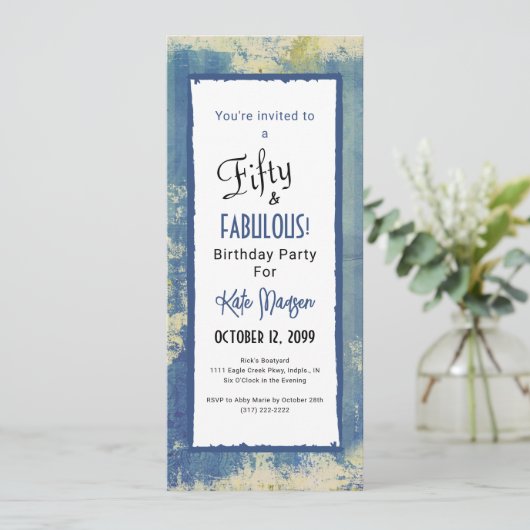 Chic geschilderde denim 50 en fantastische verrass kaart (Staand voorkant)