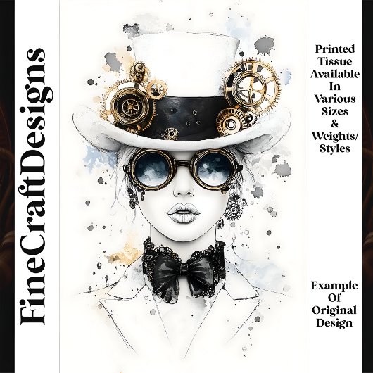 Chic Gesofisticeerde Steampunk Vrouw Q4 Decoupage Tissuepapier