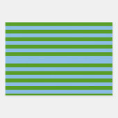 Chic gestreept gras groen en blauw inpakpapier vel (Voorkant 2)