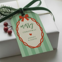 Chic Gestreepte Rood & Groen Retro Prettig Kerstfe