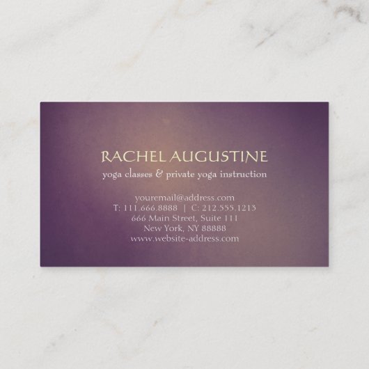 Chic Gglotus & Paarse Grunge Yoga Instructor Visitekaartje (Achterkant)