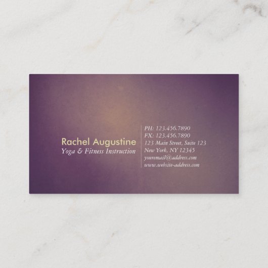 Chic Gglotus & Paarse Grunge Yoga Instructor Visitekaartje (Achterkant)