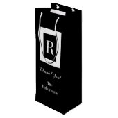 CHIC GIFT BAG_"Dank u!" Zwart/wit Wijn Cadeautas (Achterkant Gekanteld)