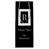 CHIC GIFT BAG_"Dank u!" Zwart/wit Wijn Cadeautas (Achterkant)