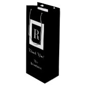 CHIC GIFT BAG_"Dank u!" Zwart/wit Wijn Cadeautas (Voorkant Gekanteld)