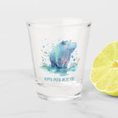 Chic Gift Waterverf Blue Hippo - Shot glass Glas (Voorkant)
