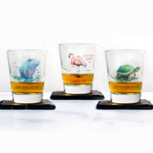 Chic Gift Waterverf Blue Hippo - Shot glass