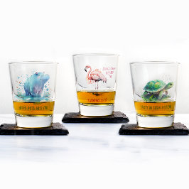 Chic Gift Waterverf Blue Hippo - Shot glass Glas