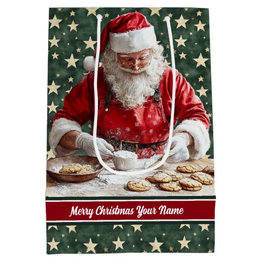 Chic Gift Wrap Bag Santa Claus Christmas  Medium Cadeauzakje (Achterkant)