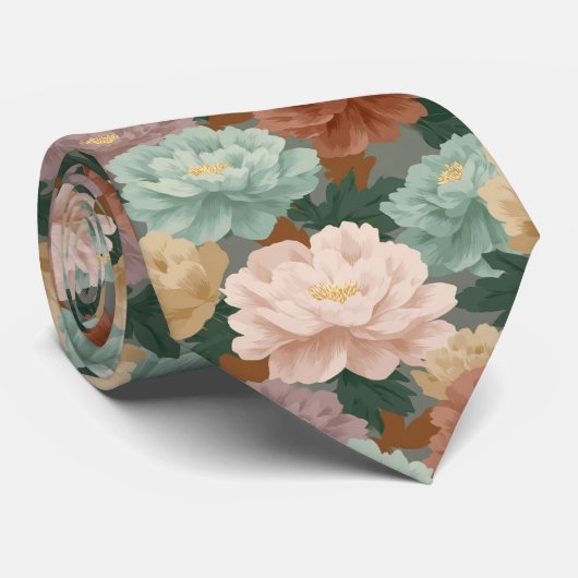 Chic Gifts For Men Peonies Stropdas (Opgerold)