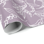 Chic Giftwrap, Lilies of the Valley on Mauve Cadeaupapier (Rol Hoek)