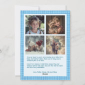 Chic Gingham Christmas Blue Custom 5 Foto Feestdagenkaart (Achterkant)
