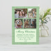 Chic Gingham Christmas Custom 9 Fotocollage Feestdagenkaart (Staand voorkant)